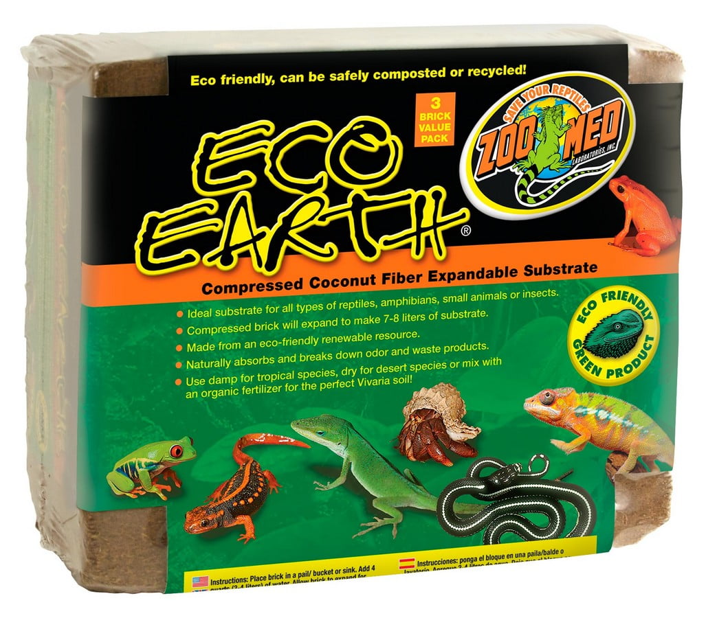 Zoo Med Eco Earth Loose Coconut Fiber Substrate-96 Quarts 4 x  24 Quart FreeShip 