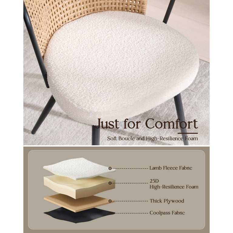 Sailvan Dining Chairs with Rattan Back, Set of 4 photo 2