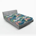 thumbnail image 2 of Ambesonne Exotics Fitted Sheet, Dreamy Boho Leaves Tropical, Queen Size, Sea Green Pastel Pink, 2 of 5