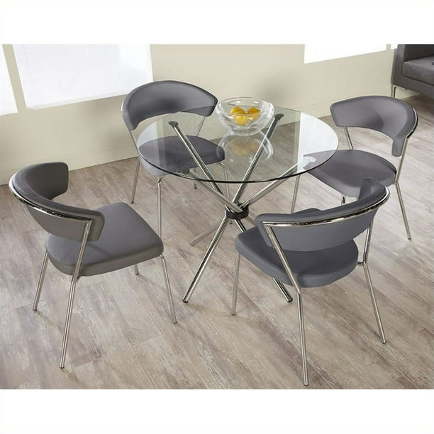 Eurostyle Hydra Draco 42 Round 5 Piece, 42 Round Glass Top Dining Table Sets