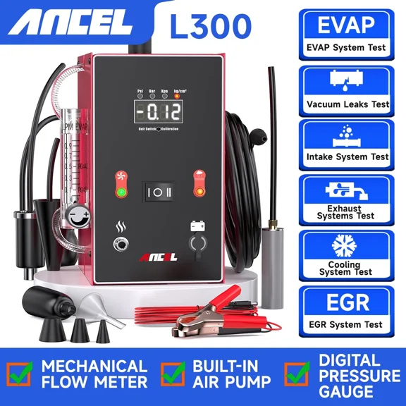 ANCEL Digital Pressure Gauge Automotive Smoke Machine with Built-in Air Pump, Smoke Machine Leak Tester, Vacuum Leak Pipe EVAP Leak Detector Diagnostic for All 12V Vehicles, Over Heat Protection