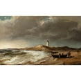 thumbnail image 2 of Anton Melbye 18x13 Gold Ornate Wood Frame and Double Matted Museum Art Print Titled - Fishermen by Their Boats on the Beach, Near Skagen Lighthouse, 2 of 4