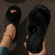 thumbnail image 4 of Zapatillas de piel con tiras cruzadas a la moda para mujer, Zapatillas de casa de felpa cálidas y ligeras para interiores, chanclas de pareja de tacón plano de piel sintética de talla grande 43, 4 of 5