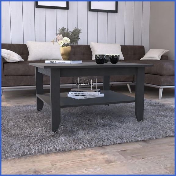 San Jose Black Wengue 2-Tier Coffee Table with Shelf - Sturdy Space-Saving Living Room Centerpiece
