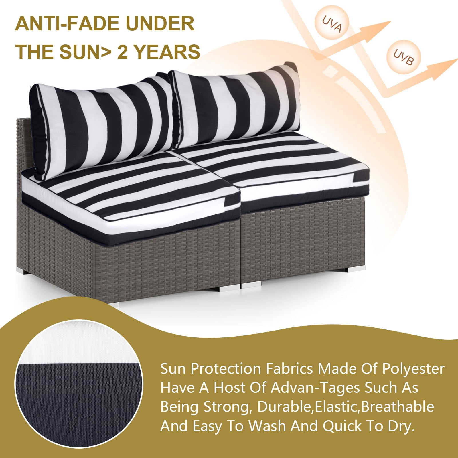 Outdoor Replacement Cushions for Patio Furniture,14-Piece Patio Water-Resistant Replacement Sofa Cushions Fits 6-seat Sectional Rattan Conversation Set,Liner&Cover