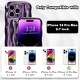 thumbnail image 6 of Compatible with iPhone 14 Pro Max 6.7" Case, Cute Glossy Water Ripple Pattern Phone Case, Curly Wave Frame Design for Women Girls, Soft TPU Slim Fit Shockproof Full-Body Protection Cover, Purple, 6 of 12