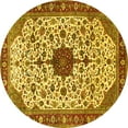 thumbnail image 1 of Ahgly Company Machine Washable Indoor Round Medallion Yellow Traditional Area Rugs, 5' Round, 1 of 4