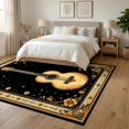 thumbnail image 3 of ODIKA 6'x9' Ultra-Soft Area Rug, Music Guitar Vintage Note Acoustic Instrument Motif Border Notes None Washable, Bare feet friendly, Silk-Touch for Guest Room, Bedroom, 3 of 7