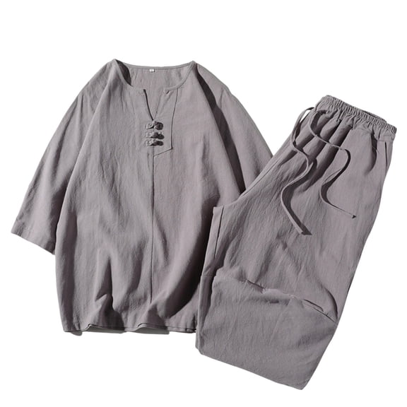 Vedolay Mens Short Set Mens 2023 Summer 2 Piece Set Short Sleeve T Shirts and Shorts Sets,Gray XXL