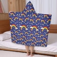 thumbnail image 5 of Dark Blue Rainbow Pattern Hooded Bath Towel，50"x30" for Ages 3 To 12 Kids, Quick Dry Lightweight Soft Microfiber Hood Beach Towel Cover Up for Kids, 5 of 7