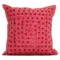 thumbnail image 2 of DK Homewares Boho Decorative Accent Throw Pillow Covers 16 Inch Cotton MIrrored Embroidered Ethnic Square Sofa Cushion Covers (Size - 40x40 cm ; Color: Pink ) - Set of 4 Pcs (Cover Only), 2 of 4
