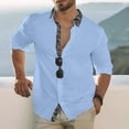 thumbnail image 2 of Hooded Zip up Sweatshirt Men Clearance Shirts Lapel Print Shirt Multi-button Long Sleeve Turndown Collar Blouse, 2 of 5