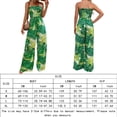 thumbnail image 2 of Mamelucos Mameluco plisado informal con hombros descubiertos y estampado de hojas con estilo sexy de bolsillo Ygjytge Verde T M para Mujer, 2 of 7