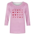 thumbnail image 4 of Ailaofu T-Shirts de la Saint-Valentin à Manches 3/4 Col Rond pour Femmes avec Imprimé Cœur Graphique, 4 of 5