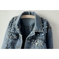 thumbnail image 4 of 2025 Women's Denim Jackets Women's Basic Button Down Stretch Fitted Long Sleeves Denim Jean Jacket, 4 of 8