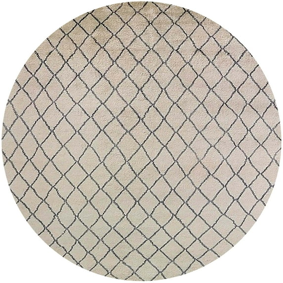 Ahgly Company Machine Washable Indoor Round Industrial Modern Desert Sand Beige Area Rugs, 8' Round