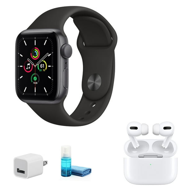 Apple Watch SE (GPS, 40mm, Bande de Sport Noir)- avec Apple AirPods Pro + Plus (Nouvelle Boîte Ouverte)