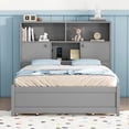 thumbnail image 3 of Euroco Wood Full Size Platform Bed with Storage Headboard, 4 Drawers and USB Charging Station for Kids, Gray, 3 of 15
