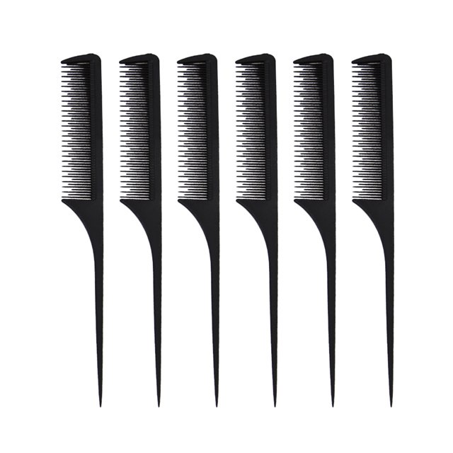 Peine antiestático portátil de 6 piezas, peine de masaje suave para la piel, peine de peluquería para casa, dormitorio, hotel (negro)