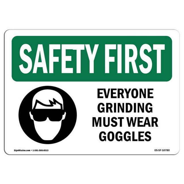 SignMission OS-SF-A-1824-L-10780 Premier Signe de Sécurité de 18 x 24 Po - Tout le Monde Doit Porter des Lunettes de Protection