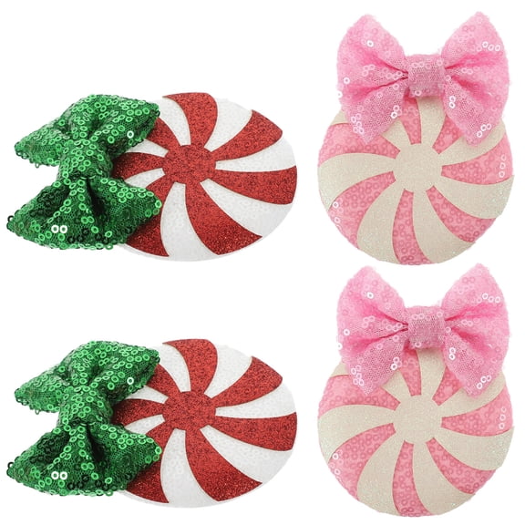 ELAYARD 2 Pairs Sequin Hair Accessories Christmas Bow Clips For Young Girls
