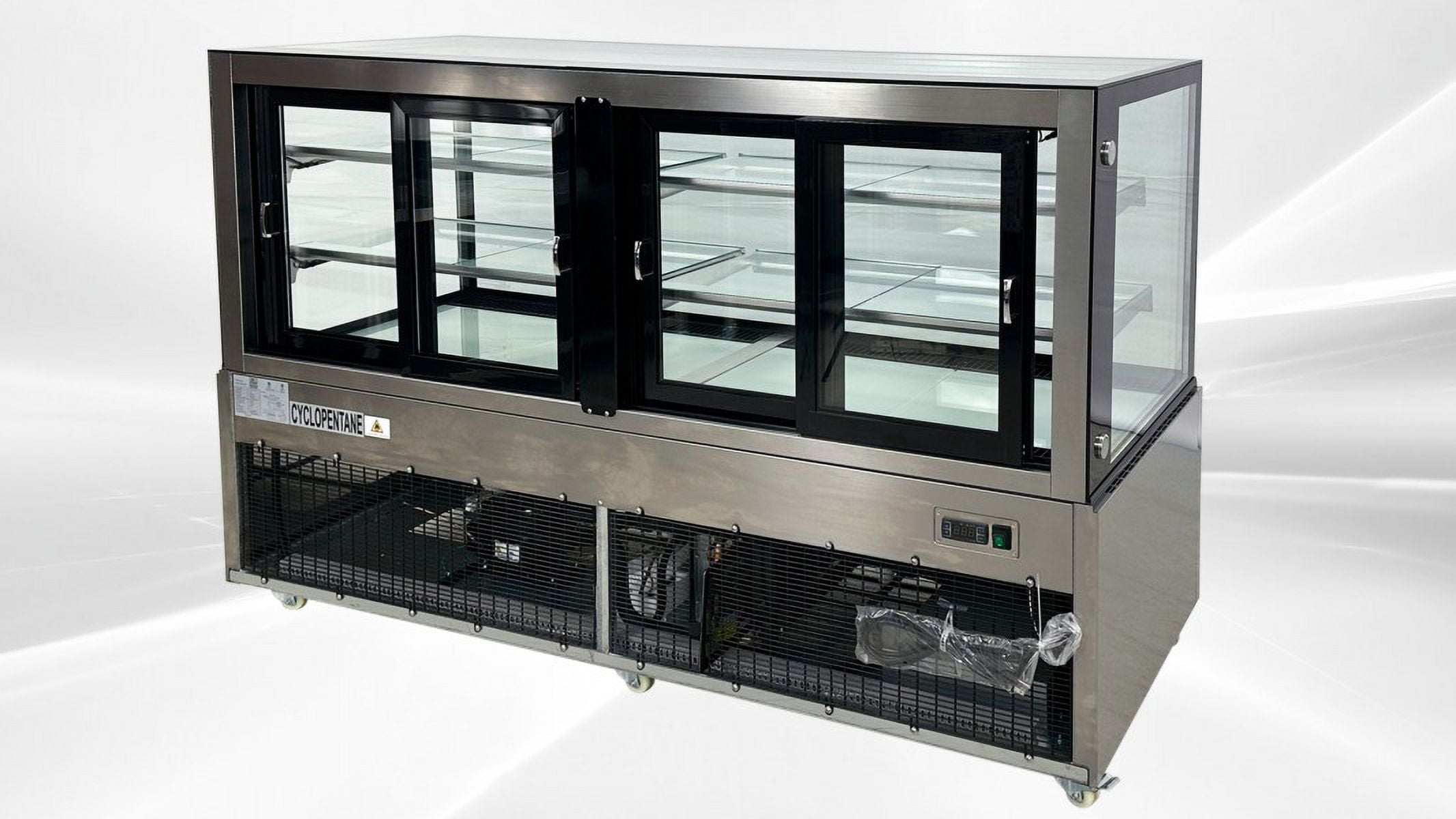 Cooler Depot 72" Refrigerated Cake Showcase Bakery Cooling Display Case, Curved Glass Commercial Bakery Display Refrigerator, LED Lighting, Adjustable Shelves, ETL Certified