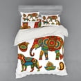 thumbnail image 2 of Hamsa Duvet Cover Set, Savannah Animals Paisley and Hamsa Hand Pattern with Orient Ornate Malaysian, Bedding Set with Shams and Fitted Sheet, 3 Sizes, by Ambesonne, 2 of 3