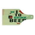 thumbnail image 2 of Retro Cutting Board, I Love to Drink Beer Calligraphy with a Hand Holding Booze Bottle Grunge Illustration, Tempered Glass Cutting and Serving Board, Wine Bottle Shape, Multicolor, by Ambesonne, 2 of 5