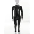 thumbnail image 5 of YiZYiF Kids Girls Shiny Metallic Dance Unitard One Piece Wet Look Bodysuit Long Sleeve Jumpsuit Black S/120, 5 of 7