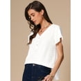 thumbnail image 4 of DARING DIVA Women's V Neck Tulip Sleeve Loose Fit Summer Top XS White, 4 of 6