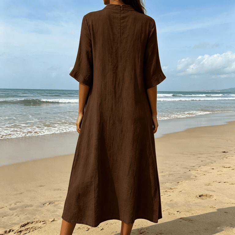 cotton gauze dresses for women Maxi Dress Plus Size Casual Summer Lightweight Linen Long Oversized V Neck Short Sleeve Tiered Midi Flowy Dress Lounge Comfy Pregnancy Dresses Simple Beach Vacation Outfits at Amazon cotton gauze dress fashioned with wide sleeves and an Empire waist above a fluttery flounced hem. Gauze Cotton Dresses, Handmade, Women's