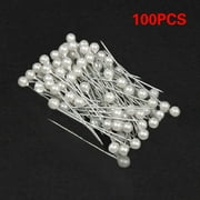 100pcs Pearlized Ball Head Straight Pins Pear Head Pins for DIY Sewing Crafts (Pearl White)