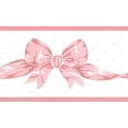 thumbnail image 1 of Dundee Deco Prepasted Wallpaper Border - Kids Beige, Pink Bow, 15 ft x 7 in, 1 of 5