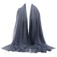 thumbnail image 2 of Beugl Women Scarf Clearance, Premium Viscose Maxi Crinkle Cloud Hijab Scarf Shawl Soft Islam Muslim Ny28# Hair Scarf for Women Navy One Size, 2 of 2