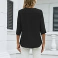 thumbnail image 3 of Maplenight Womens 3/4 Sleeve Shirts Pleated Dressy Business Casual Tops Loose V Neck Office Work Shirt, 3 of 6