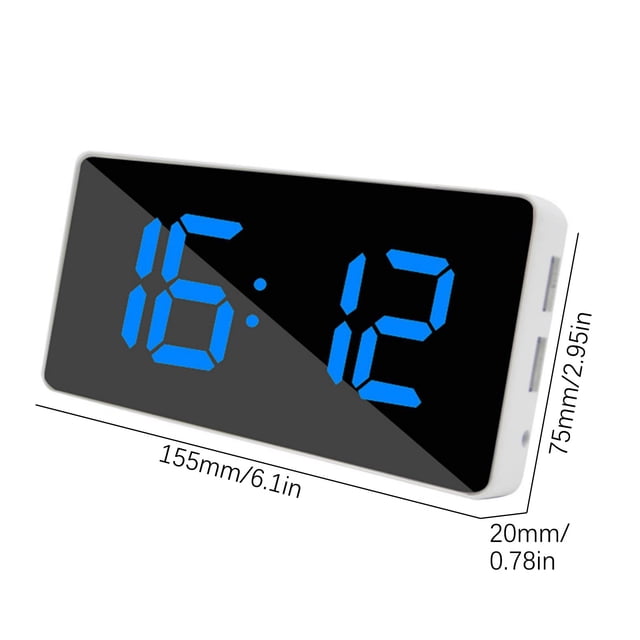 Pompotops Dual USB Output Mobile Phone Charging Snooze Mirror Clock Creative Multifunctional LED Alarm Clock Clearance
