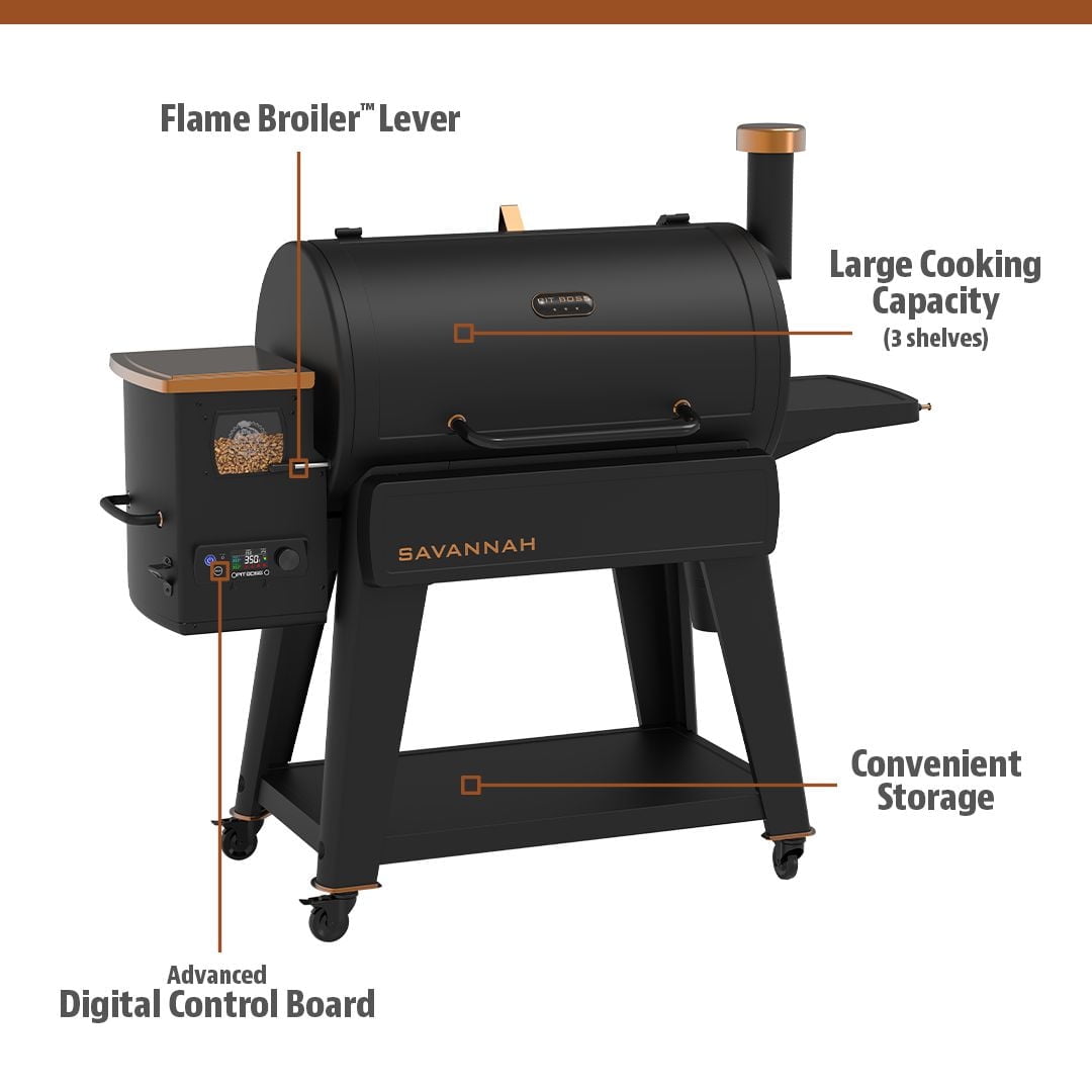 Pit Boss Savannah 1500 Sq in Wood Fired Pellet Grill and Smoker – Onyx Edition