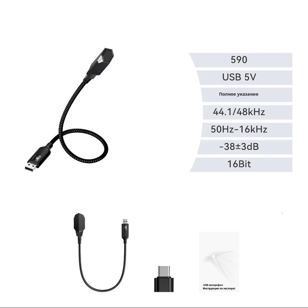 Flexible Arm Desktop USB Microphone With Noise Reductions Chip And Instantly Touch Mute For Online Meetings
