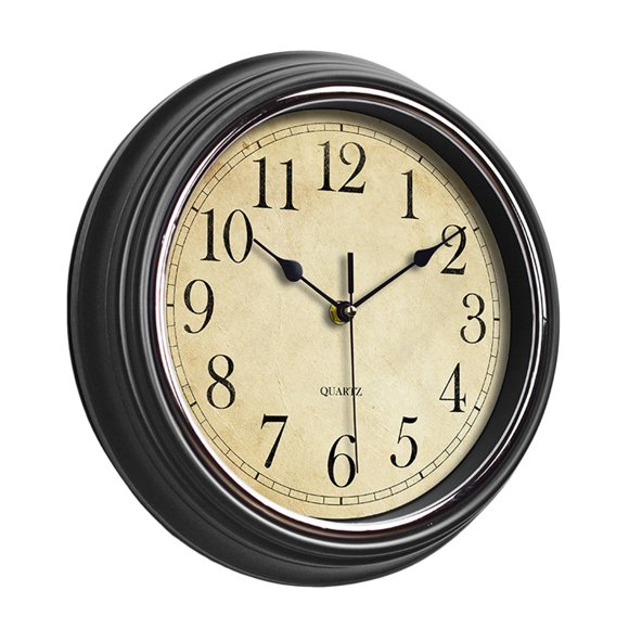 Flmtop Wall Clock Vintage Silent Non-ticking Battery Operated Hanging Clock for Living Room Home Decoration