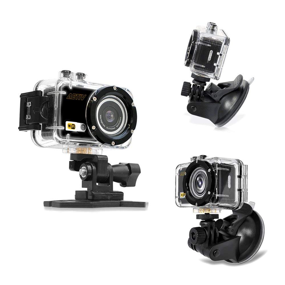 Gear Pro ACTIV Action Camera Hi Resolution Full 1080p HD Video 16 MegaPixel Images 3 Capturing Modes with Waterproof Case Built in WiFi and Helmet Camera Black