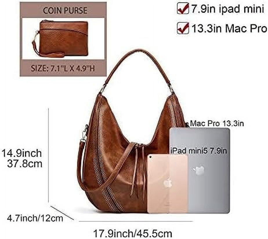 Gladdon Hobo purses for Women Large Crossbody Bags Boho Satchel Bags with Tassel Ladies Leather Handbags with Strap 2PC