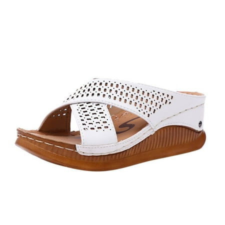 

Slippers for Women Fashion Heels Thick Casual High Slip Outdoor Platforms On Slippers Shoes Women S Women S Slipper Womens Slippers Pu White 40