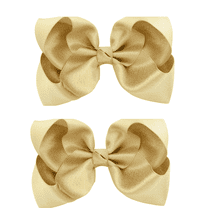 RAGUPEL 2 Pcs Big Bows for Girls,Secure Grip Hair Bows for Girls,Soft Finish Sleek Look Bows for Hair,Gold