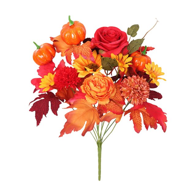 Ramo de flores artificiales de otoño con hojas de arce artificiales para jardín, para exteriores, damas de honor, inauguración de la casa, granja, ofi Estilo B