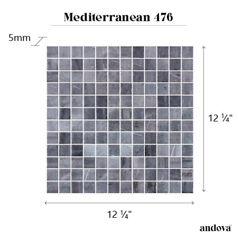 Mediterranean Kasbbah Grey 1-in. Marble Look Polished Glass Mosaic Wall and Floor Tile