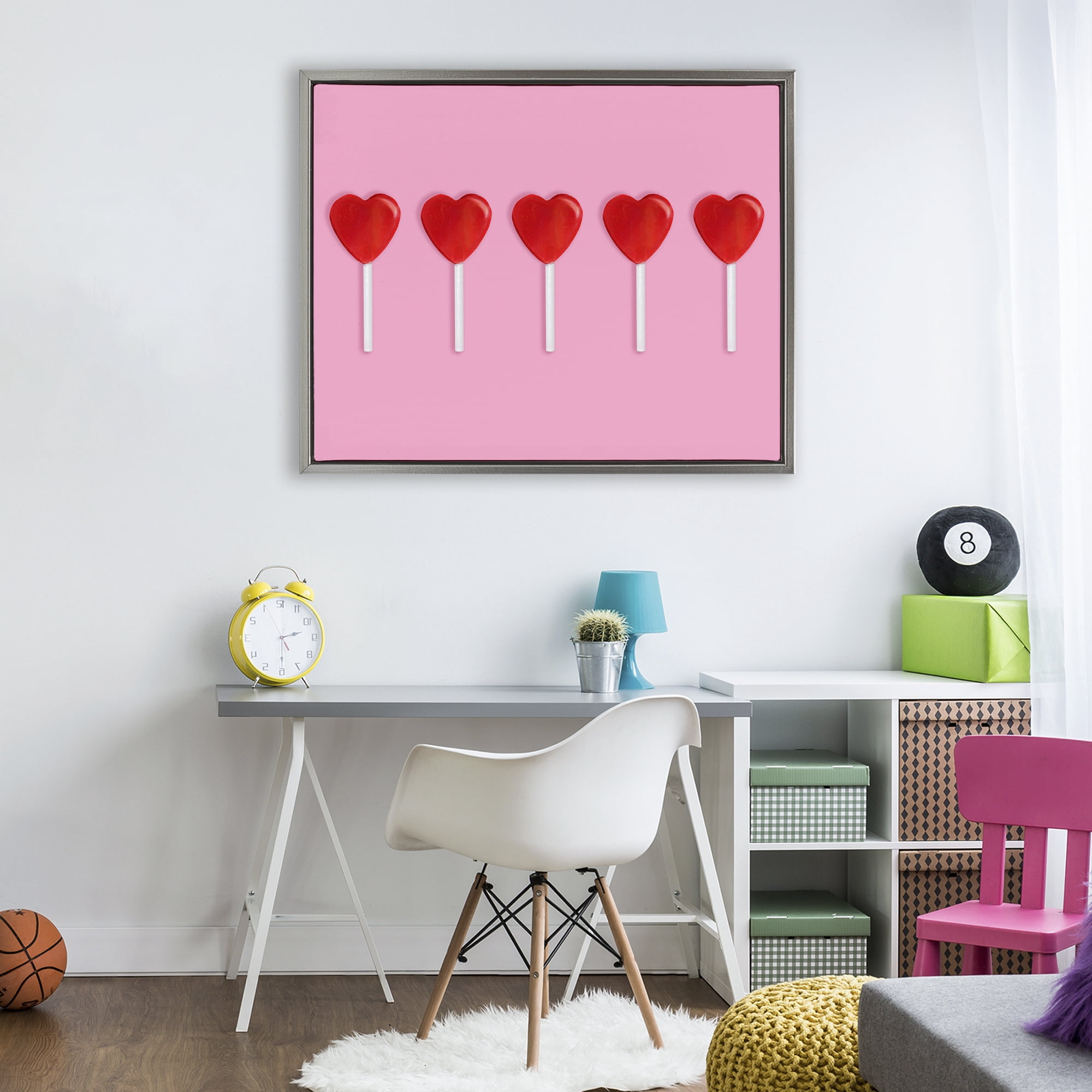 Stupell Industries Valentine's Heart Pops Gray Framed Floater Canvas Wall Art, design by LISH Creative