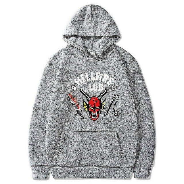 stranger things anime zip-up hoodie long sleeve casual oversized sweatshirt M