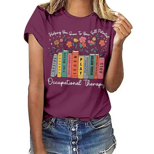 UANWENN T-Shirt Décontracté à Manches Courtes Col Rond Imprimé Confortable et Élégant pour Usage Quotidien Vêtements de Course d'Été pour Femmes