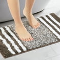 thumbnail image 2 of Alfombra de baño REGALWOVEN, extra suave y absorbente, alfombras de baño de microfibra esponjosa, tapete de piso antideslizante a rayas marrón 16" x 24", 2 of 6
