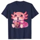 thumbnail image 5 of Ropa de verano para mujer, camisetas Kawaii Bubble Tea Boba Axolotl, pantalón corto informal, camiseta de manga, camisetas gráficas Harajuku Y2k a la moda para mujer, 5 of 5